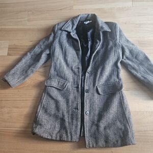 100% Wool Gray Herringbone Coat